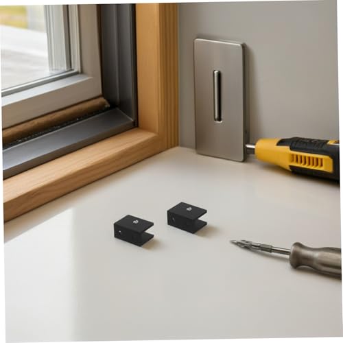 SEWACC 15 Stück Teiliges Glasregal-klemmhalter aus Schwarzem Aluminium Rechteckige Glasbodenhalter für Wandmontage Verstellbare Glasklammern für Küchen- Bad Wohnzimmerregale von SEWACC