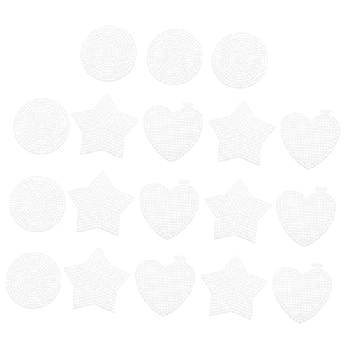 SEWACC 18pcs Blätter Kreuzstichmasche Runder Teppich Leinwandkreise Quadratische Teppiche Durchscheinendes Netz Netzgewebe Netz Für Kränze Schwarzer Mesh-Stoff Buckram-mesh Plastik Weiß von SEWACC