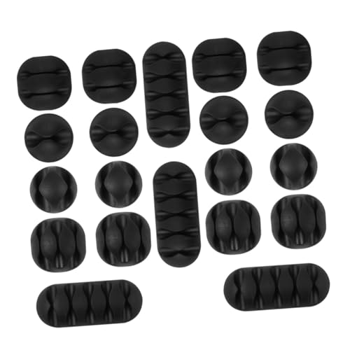SEWACC 2 Satz Tpr Kabelclip Set Teilig Schwarz Flexibler Desktop Kabelhalter mit Doppellöchrigen Kabelhaltern Selbstklebend für Schreibtisch Kabelmanagement und Ordentliche von SEWACC