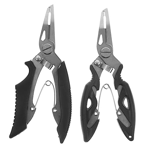 SEWACC 2 Stück Anglerscheren Multifunktionale Angelzange mit Gebogenem Kopf Kompakte Verschleißfeste Angelschneider für Angelschnüre und Haken Praktisch und Tragbar für Angler von SEWACC