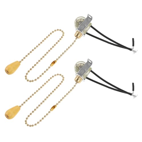 SEWACC 2 Stück Eisen Zugschalter Zugschnur Deckenlampen Wandschalter Pull Chain Ersatz für Deckenventilatoren Lampen Wohnzimmer DIY Beleuchtungsschalter von SEWACC