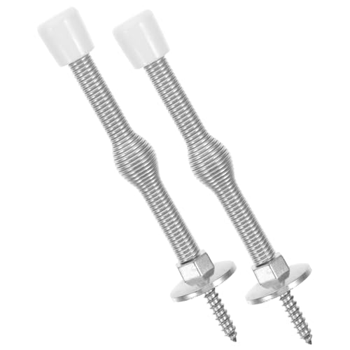SEWACC 2 Stück Federbelasteter Türstopper Nickel Verstellbar Geräuschdämpfend Schont Wände und Möbel Einfache Befestigung an Wand oder Fußleiste für Haustüren und Zimmertüren von SEWACC