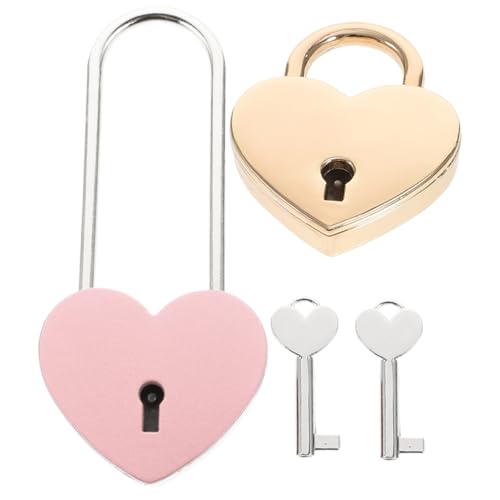 SEWACC 2 Stück Herzförmiges Vorhängeschloss Kleine Reiseschlösser mit Schlüssel Tragbar Langlebig Leicht Geeignet für Koffer Handtaschen Tagebücher Geschenkidee von SEWACC