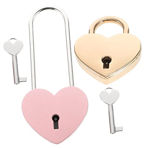 SEWACC 2 Stück Herzförmiges Vorhängeschloss Kleines Schloss mit Schlüssel Vielseitig für Schmuckschatullen Handtaschen Tagebücher und Kleine Gepäckstücke Elegantes Design in Gold von SEWACC