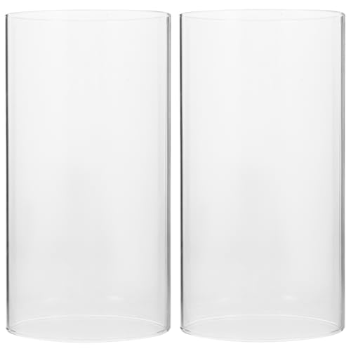 SEWACC 2 Stück Hurricane-Kerzenhalter Klare Glaszylinder-Kerzenabdeckungen Offener Kerzenschirm Für Tischdekoration (15 X 8 cm) von SEWACC