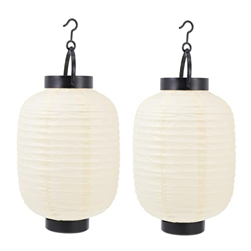 SEWACC 2 Stück Japanische Laterne Dekorative Papierlampen Beige Traditionelle Japanische Laternen für Party und Heimdeko Langlebig Batteriebetrieben Höhe von SEWACC