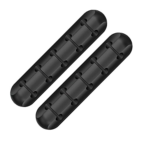 SEWACC 2 Stück Kabelhalter Selbstklebend Schwarz mit Öffnungen Kabelmanagement Clips Flexibel für Schreibtisch USB Daten Kabel Organizer Desktop Ordnung von SEWACC