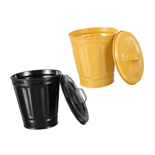 SEWACC 2 Stück Kleine Stabile Desktop Mülleimer mit Deckel Teiliges in Schwarz und Multifunktional als Tischabfalleimer Stiftehalter und Blumenübertopf für Büro Wohnzimmer und SEWACC 2 Stück Kleine Stabile Desktop Mülleimer mit Deckel Teiliges in Schwarz und Multifunktional als Tischabfalleimer Stiftehalter und Blumenübertopf für Büro Wohnzimmer und von SEWACC