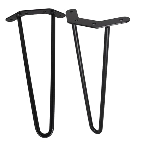 SEWACC 2 Stück Metall Tischbeine Hairpin Design Höhe Robust Möbelbeine für DIY Schreibtisch Esstisch Couchtisch Zubehör Stabile Verschleißfeste und Rostfreie Tischfüße von SEWACC