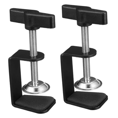 SEWACC 2 Stück Metallbasis I-clip C-clip Für Tischmontage Montieren Tischhalterung Einstellbar Tischklemmhalterung Schreibtisch-klemmhalterung Universalformklemme Halten Schwarz Plastik von SEWACC