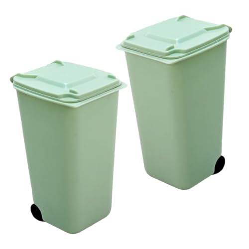 SEWACC 2 Stück Mini für Schreibtisch Tischabfalleimer für Büro Zuhause Tragbar Vielseitig Einsetzbar für Stifte Kleinteile Grünes Design von SEWACC