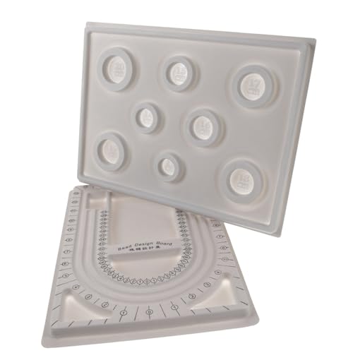 SEWACC 2 Stück Perlendesign-tablett Zur Schmuckherstellung – Zubehör Zur Herstellung Von Perlenschmuck Mit Sockel Und Aufbewahrung – Perlentabletts Für Halskettenbrett von SEWACC