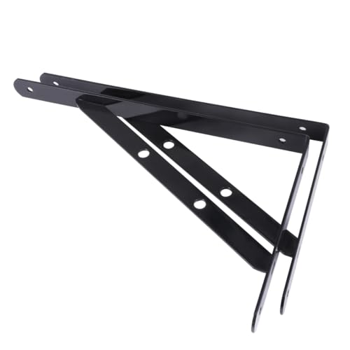 SEWACC 2 Stück Robuste Metall dreieck wandhalterung Regalträger mit Hoher Tragkraft Langlebige Rostbeständige Stützkonsole für Wandregale im Wohn Arbeitsbereich Schwarz Stark von SEWACC