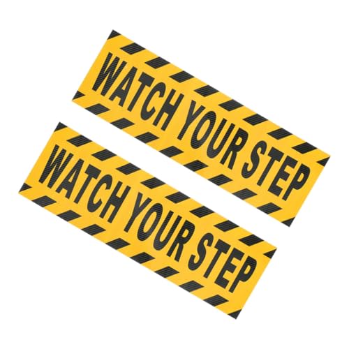 SEWACC 2 Stück Rutschfeste Treppenaufkleber Gelb Selbstklebend Wasserfest Reflektierend für Innen Außenbereiche Sicherheitswarnung für Wohn Gewerbeflächen von SEWACC