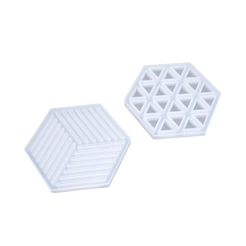 SEWACC 2 Stück Silikonform Hexagon Untersetzer DIY Epoxidharz Fondant Backform Hitzebeständig Form für Kuchen Schokolade Candy Craft Herstellung von SEWACC