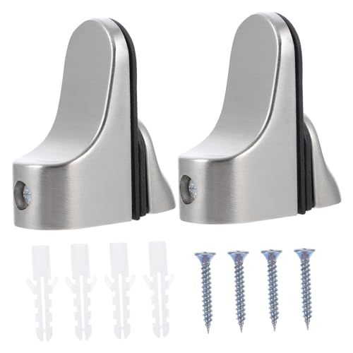 SEWACC 2 Stück Teilig Verstellbare Glasbodenträger aus Rutschfeste Glasklammern mit Starker Tragkraft Polierte Silberhalterungen für Glasregale in Bad Küche Vitrinen und Weinregalen von SEWACC