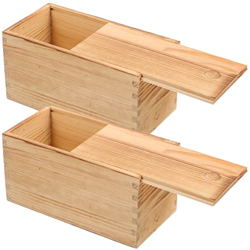 SEWACC 2 Stück Unfertige Holzkiste Mit Schiebedeckel Leere Holzkiste Schmuckschatulle Behälter Für Kunsthandwerk Hobbys Nähandenken von SEWACC