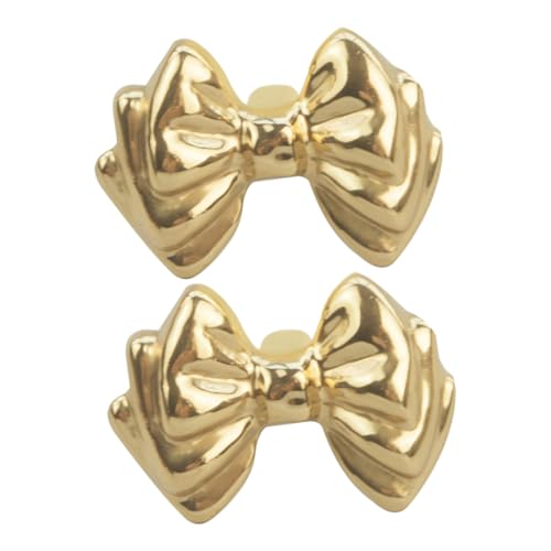 SEWACC 2 Stück Vintage Messing Schrankknöpfe Goldfarbene Schleifenform Dekorative Türgriffe für Kommode Schlafzimmer Kleiderschrank Robust und Stilvoll von SEWACC