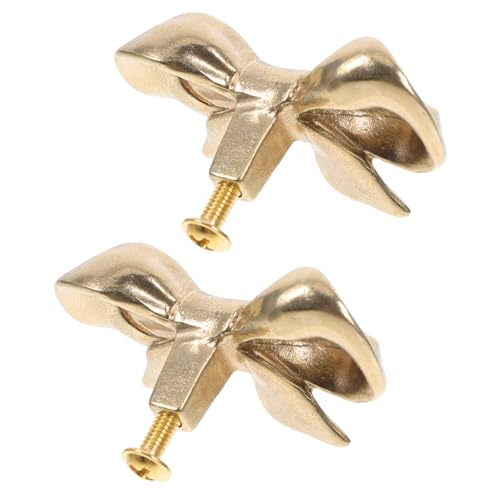 SEWACC 2 Stück Vintage Messing Türgriffe Schubladenknöpfe Schleifenform Elegante Möbelgriffe für Kommode Schrank Ankleidezimmer Einfache Montage Vielseitige Dekoration für Zuhause von SEWACC