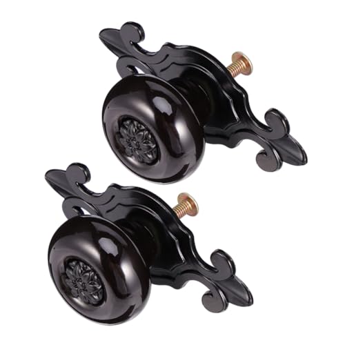 SEWACC 2 Stück Zinklegierung Möbelgriff Schwarz Keramik Küchenschrank Griff Schubladenknopf Retro Stil Robust für Schrank Kommode Wohnzimmer Badezimmer Büro von SEWACC
