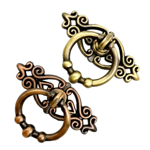 SEWACC 2 Stück Zinklegierung Vintage Möbelgriff Schubladenring Griffset Teilig Antik Stil für Schrank Kommode Kleiderschrank Grün Rot Bronze Zubehör von SEWACC