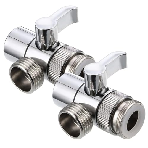 SEWACC 2 Stück Zinklegierung Wasserhahn Verteiler Drehbarer Spültisch Adapter Auslaufsicherer Waschmaschinen Wasserhahn Universeller Küchenarmatur Splitter Rostbeständig Design von SEWACC