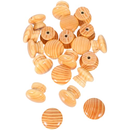 SEWACC 20 Stück Runde Holzgriffe für Schränke aus Naturholz Single hole Schubladengriffe Einfache Montage Stilvolle Möbelknöpfe für Kommoden Küchen Kleiderschränke von SEWACC