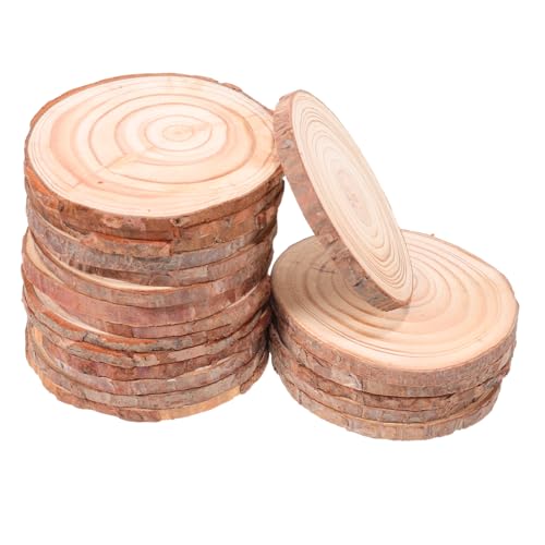 SEWACC 20 Stück Unlackierte Runde Holzscheiben mit Natürlicher Rinde DIY Basteln Vintage Rustikale Dekoration Hochzeit und Weihnachtsdeko Robuste Baumscheiben für Kreative von SEWACC