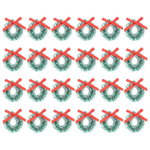 SEWACC 24 Stück Mini-Weihnachtskränze zum Aufhängen, dekorative Girlanden, 1. 45,7 cm kleine grüne Kränze Ornamente mit Schleife für Bastelarbeiten, Puppenhaus-Urlaub von SEWACC