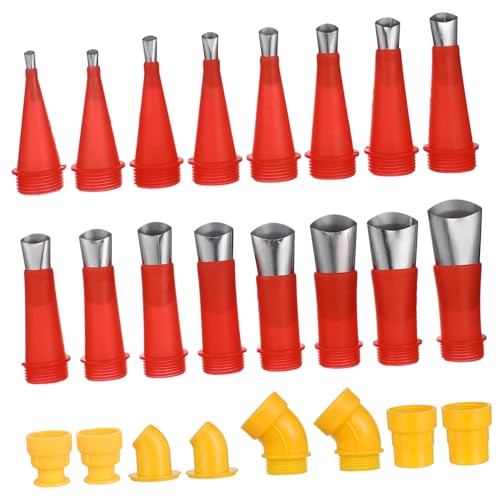 SEWACC 24 Stück Teiliges Edelstahl Caulking Nozzle Tips Set mit Wiederverwendbaren Düsen und Stabilen Sockeln Rostfreie Abdichtungsdüsen für Präzises Auftragen Einfache Montage von SEWACC