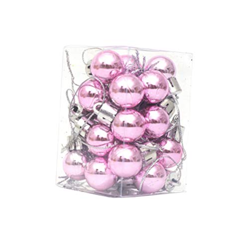 SEWACC 24st Weihnachtsbaum Hängen Weihnachtskugeln Als Ornamente Mini Weihnachten Kugeln Weihnachtskugeln Christbaumkugel Weihnachtliche Innendekoration Miniatur Hängend Glas Mädchen Rosa von SEWACC