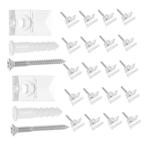 SEWACC 25 Stück Teiliges Transparente Kunststoff Glashalter mit Schrauben Robuste Spiegelbefestigungsklammern für Glasstärken Vielseitig Einsetzbar zur Sicheren Montage von von SEWACC