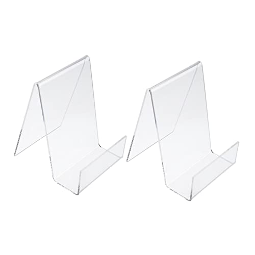 SEWACC 2Stücke Buchdisplay Ständer aus Acryl Vertikaler Bücherhalter für Schreibtisch und Regal für Bücher Tablets und Smartphones von SEWACC