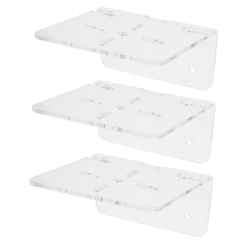 SEWACC 3 Stück Acryl Wandhalterungen für Überwachungskameras und Lautsprecher Stabile Klare Wandregale Kleine Schwebende Halterungen Einfache Montage Platzsparend Modernes Design von SEWACC