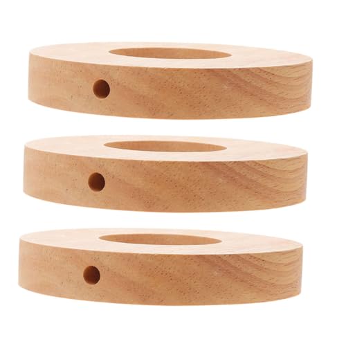 SEWACC 3 Stück Nachttischlampe Holzsockel Runde Tischlampe für Kinderzimmer Schlafzimmer Dekoration Stabil und Tragbar Einfache Lampenbasis Massivem Holz von SEWACC