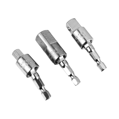 SEWACC 3 Stück Teiliges Stecknuss Adapter Drehbarer Sechskant aufnahme Hochfester Schlagfest für Akku schlagschrauber und Bohrmaschinen Rostbeständig Platzsparend von SEWACC