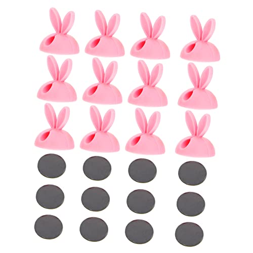 SEWACC 32 Stück Teiliges Rosa Bunny Kabelclips mit Selbstklebender Rückseite Wiederverwendbarer Tpr Kabelhalter für Schreibtisch und Büro Einfache Installation Glatten Oberflächen zur von SEWACC