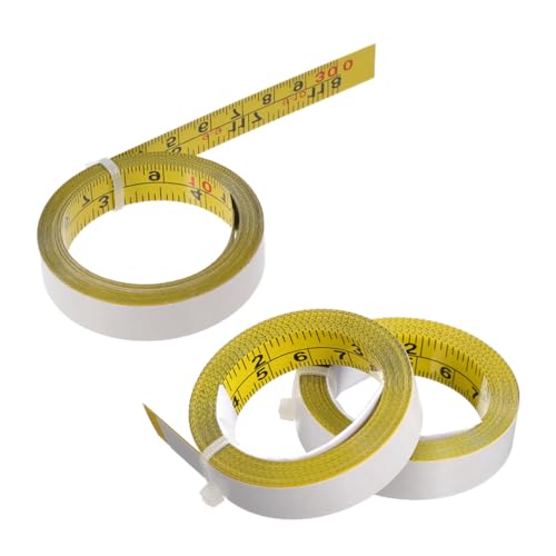 SEWACC 3Roll Selbstklebendes Stahlmaßband mit Dualer Metrischer und Imperialer Einteilung Flexible Langlebige Klebefolie für Holzarbeiten Präzise Maße Einfache Anbringung Werkbänken und von SEWACC