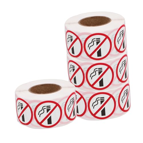 SEWACC 4 Rollen Wasserdichte No Smoking Aufkleber Selbstklebendes Warnschild Langlebig UV beständig für Auto Büro Schule und Gemeinschaftsbereiche Gebotskonform von SEWACC
