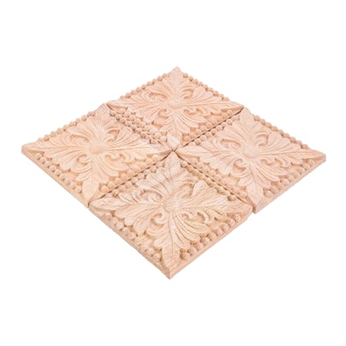 SEWACC 4 STÜCKE Holzornamente aus Massivem Holz Geschnitzte Möbelapplikationen Stilvolle Quadratische Onlays Natürliche Holzverzierung für Schrank Spiegel Vintage Möbeldekoration SEWACC 4 STÜCKE Holzornamente aus Massivem Holz Geschnitzte Möbelapplikationen Stilvolle Quadratische Onlays Natürliche Holzverzierung für Schrank Spiegel Vintage Möbeldekoration von SEWACC