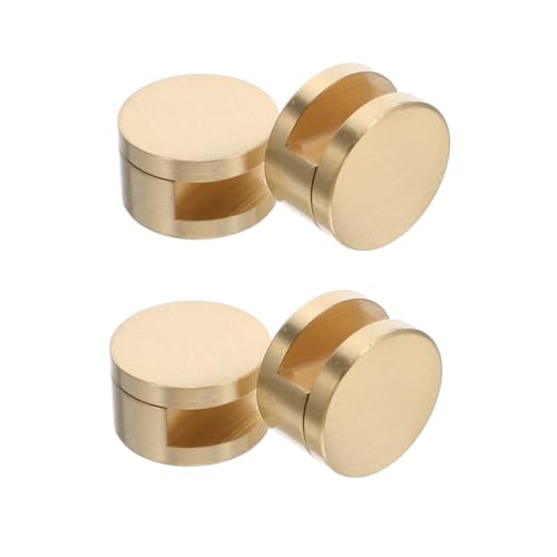 SEWACC 4 STÜCKE Teiliges Messing Glas Mirror Clips für Dicke Spiegel Wandmontage Halterungen für Badezimmer und Schminktisch Runde Glas Halterungen mit Schrauben und Dübeln Stabile von SEWACC