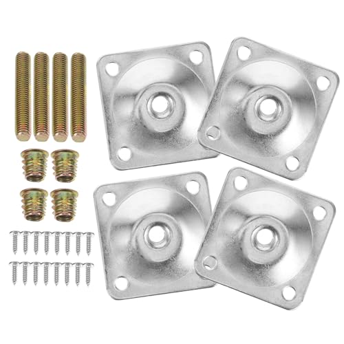 SEWACC 4 Sätze Möbelbein Befestigungsplatten mit Schrauben zur Reparatur und Stabilisierung von Sofas und Stühlen Flache Montageplatten für Möbelbeine Geeignet von SEWACC