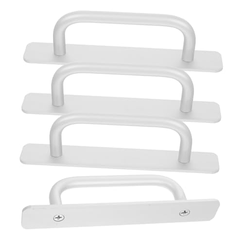 SEWACC 4 Stück Aluminium Türgriff Selbstklebend Stabiles Aluminiumlegierung Design Bohrfreie Montage Geeignet für Schiebetüren Küchenschränke Balkontüren Einfaches Anbringen Kratzfest von SEWACC