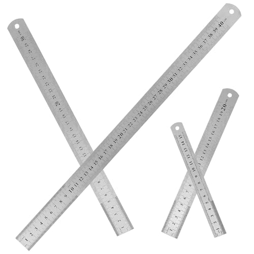 SEWACC 4 Stück Edelstahl Lineal mit Doppelseitiger und Messskala Rostfreie Verschleißfeste Metallmaßstäbe für Schule Büro Ingenieure von SEWACC