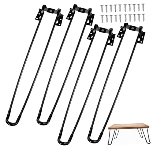 SEWACC 4 Stück Faltbare Tischbeine Metall Schwarz Klappbar Stabil für Sofa und Computertische Höhenverstellbar mit Gummifüßen von SEWACC