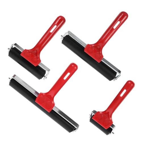 SEWACC 4 Stück Gummiwalzen für Drucktechnik Kunst und Bastelbedarf Rot für Stempeln Malen und Tapetenanwendungen Gleichmäßiger Farbauftrag SEWACC 4 Stück Gummiwalzen für Drucktechnik Kunst und Bastelbedarf Rot für Stempeln Malen und Tapetenanwendungen Gleichmäßiger Farbauftrag von SEWACC