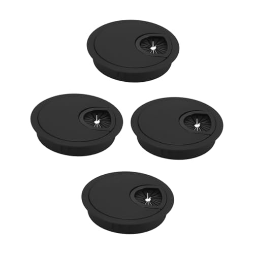 SEWACC 4 Stück Kabel Organizer Box aus Langlebiger Stabile Kabeldurchführung mit Abdeckungsbox Praktischer Kabelhalter für Schreibtisch und Office Rundöffnung Schwarz von SEWACC