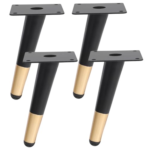 SEWACC 4 Stück Metall Möbelbeine Schräge Möbelfüße Schwarz Gold für DIY Möbel Ersatz und Aufwertung von Tischen Schränken und Kommoden von SEWACC
