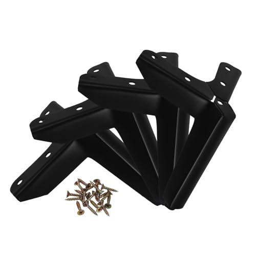 SEWACC 4 Stück Metall Möbelbeine Schwarz Dreieckig Robuste Möbelfüße für Sofa Schrank Kommode mit Antirutsch Gummipads für Bett Couch Cabinet von SEWACC