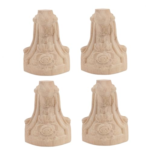 SEWACC 4 Stück Möbelbeine aus Massivem Rubberwood mit Rosen schnitzerei Stabile Schrank Sofafüße rutschfeste Holzbeine für Möbelerhöhung und Einfache Reinigung SEWACC 4 Stück Möbelbeine aus Massivem Rubberwood mit Rosen schnitzerei Stabile Schrank Sofafüße rutschfeste Holzbeine für Möbelerhöhung und Einfache Reinigung von SEWACC